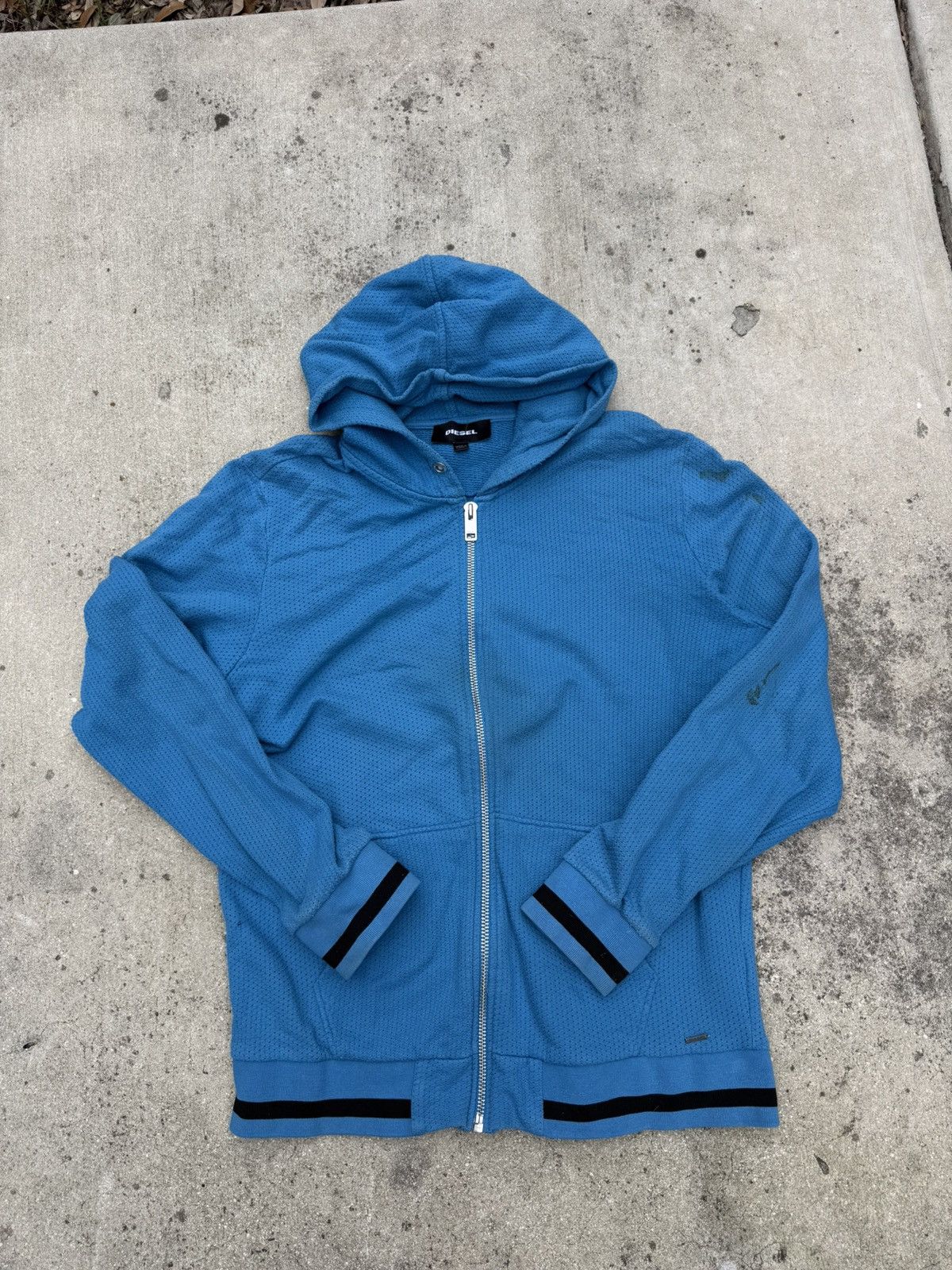 Diesel × Vintage Vintage Diesel Avant Garde Blue Mesh Hoodie Size L Size US L / EU 52-54 / 3 - 1 Thumbnail