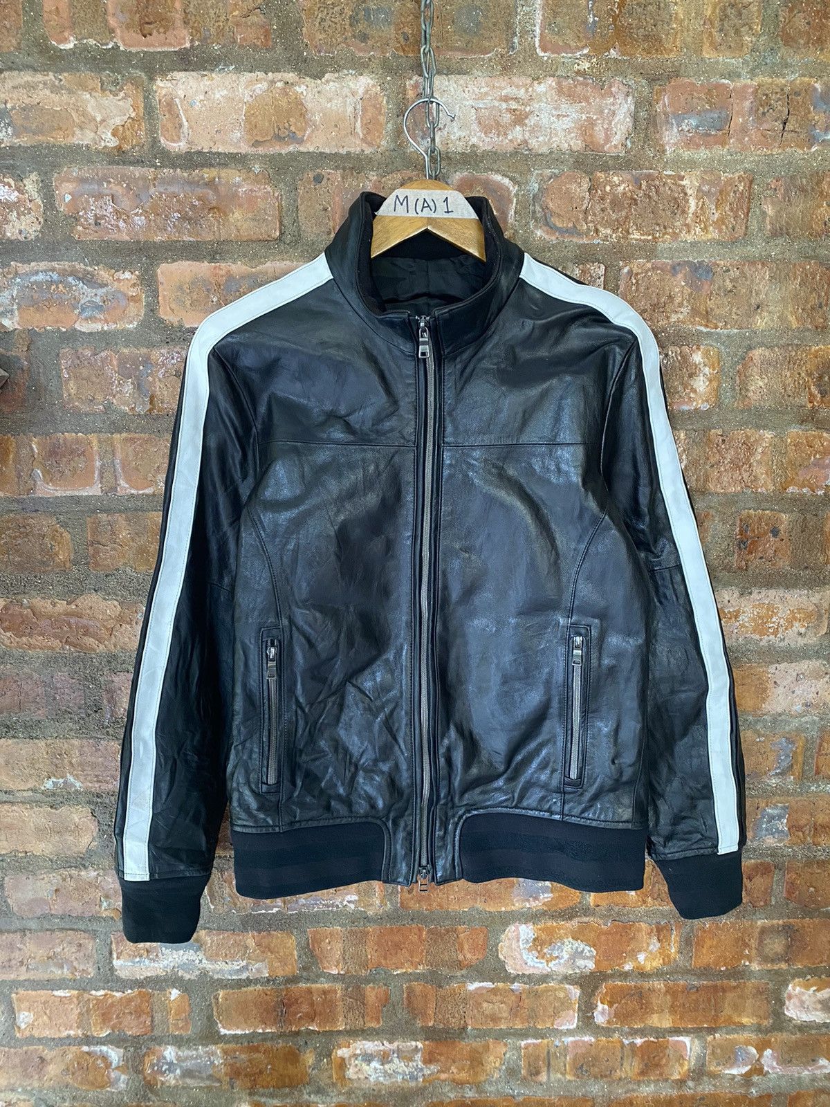5351 POUR LES HOMMES lamb skin stripe Leather Jacket Size US M / EU 48-50 / 2 - 2 Thumbnail