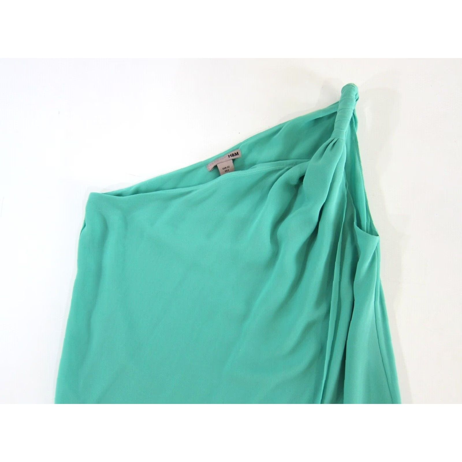 H&M H&M Green Silky One Shoulder Twist Wrap Shift Tunic Tent Dress Women Size 2 Size XS / US 0-2 / IT 36-38 - 3 Thumbnail