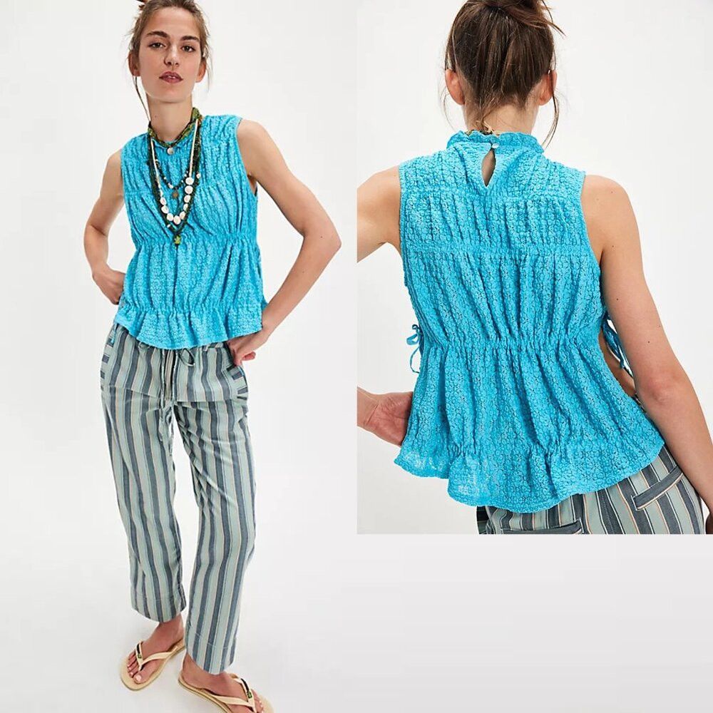 Free People Free People Blue Cinch Me Top Size S Size S / US 4 / IT 40 - 1 Thumbnail
