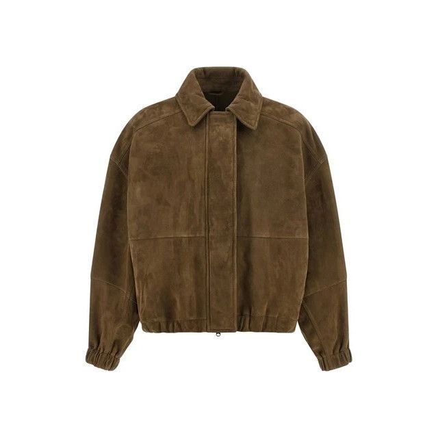 Brunello Cucinelli BRUNELLO CUCINELLI Brown Shiny Zipper Pull Suede Jacket New Size S / US 4 / IT 40 - 1 Thumbnail