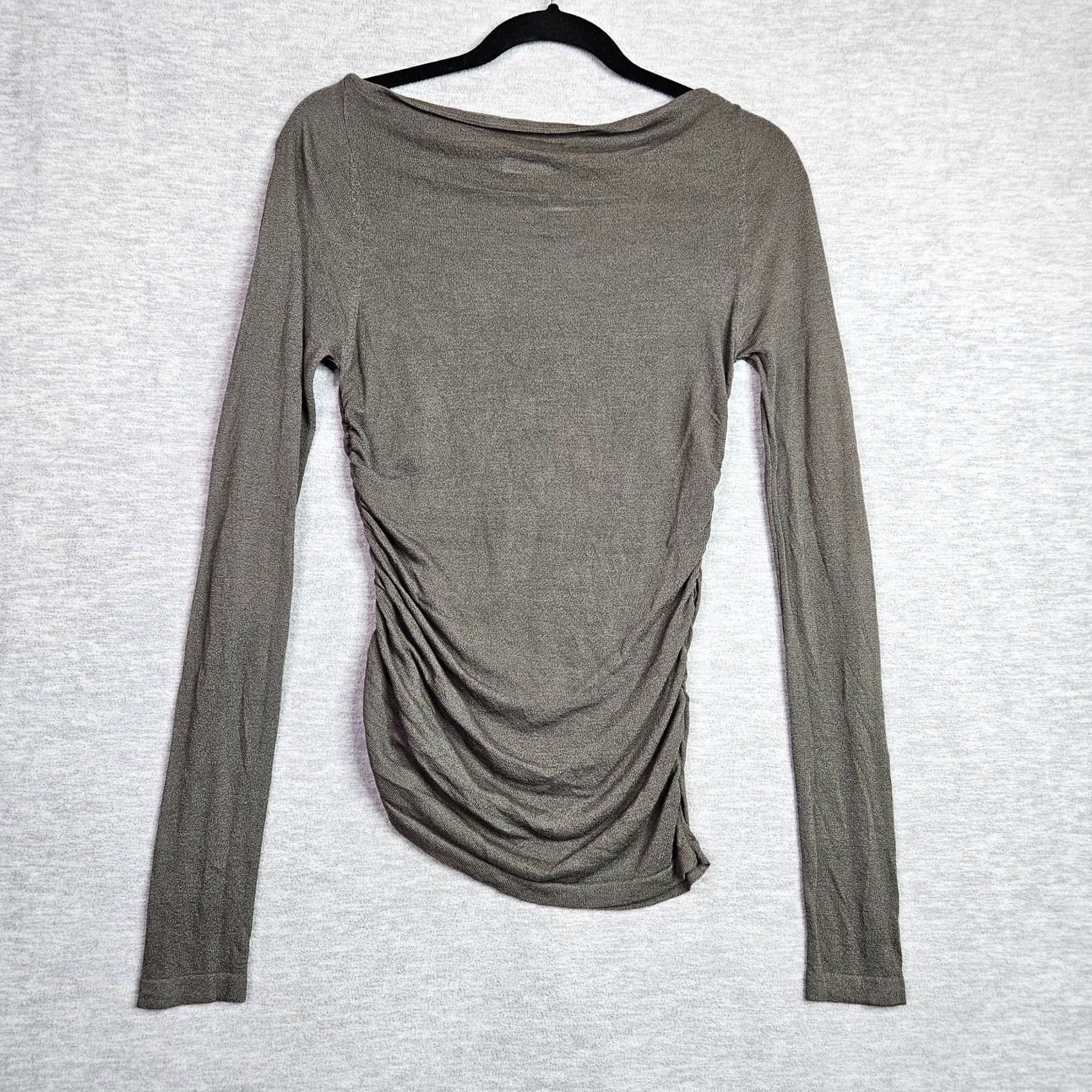 Vintage Claire Rose Women's Shirt Small Olive Cowl Neck Long Sleeve Ruched Top Size S / US 4 / IT 40 - 5 Thumbnail