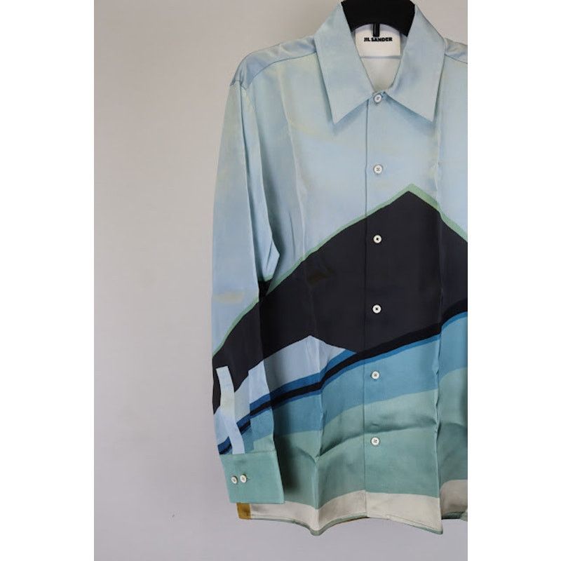 Jil Sander o1rshd1 Gas Station Print on Fluid Viscose Shirt Multicolor Size US S / EU 44-46 / 1 - 3 Thumbnail