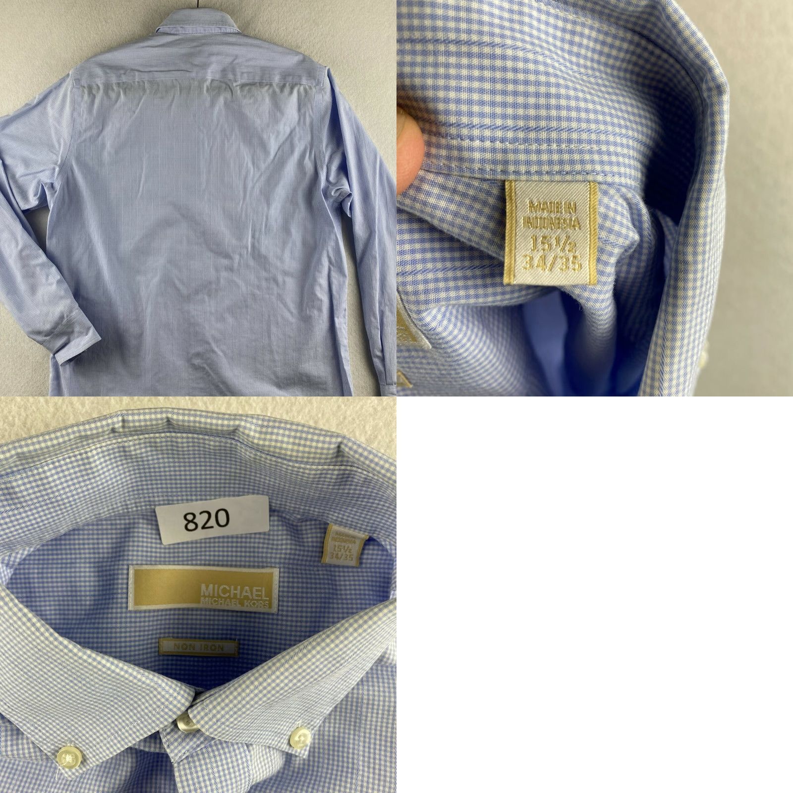 Michael Kors Michael Kors Button-Down Shirt Mens 15 1/2 34/35 Blue Check Long Sleeve Non-Iron Shirt Mens Blue Check 15 1/2 34/35 Casual Business Modern Size US S / EU 44-46 / 1 - 8 Thumbnail