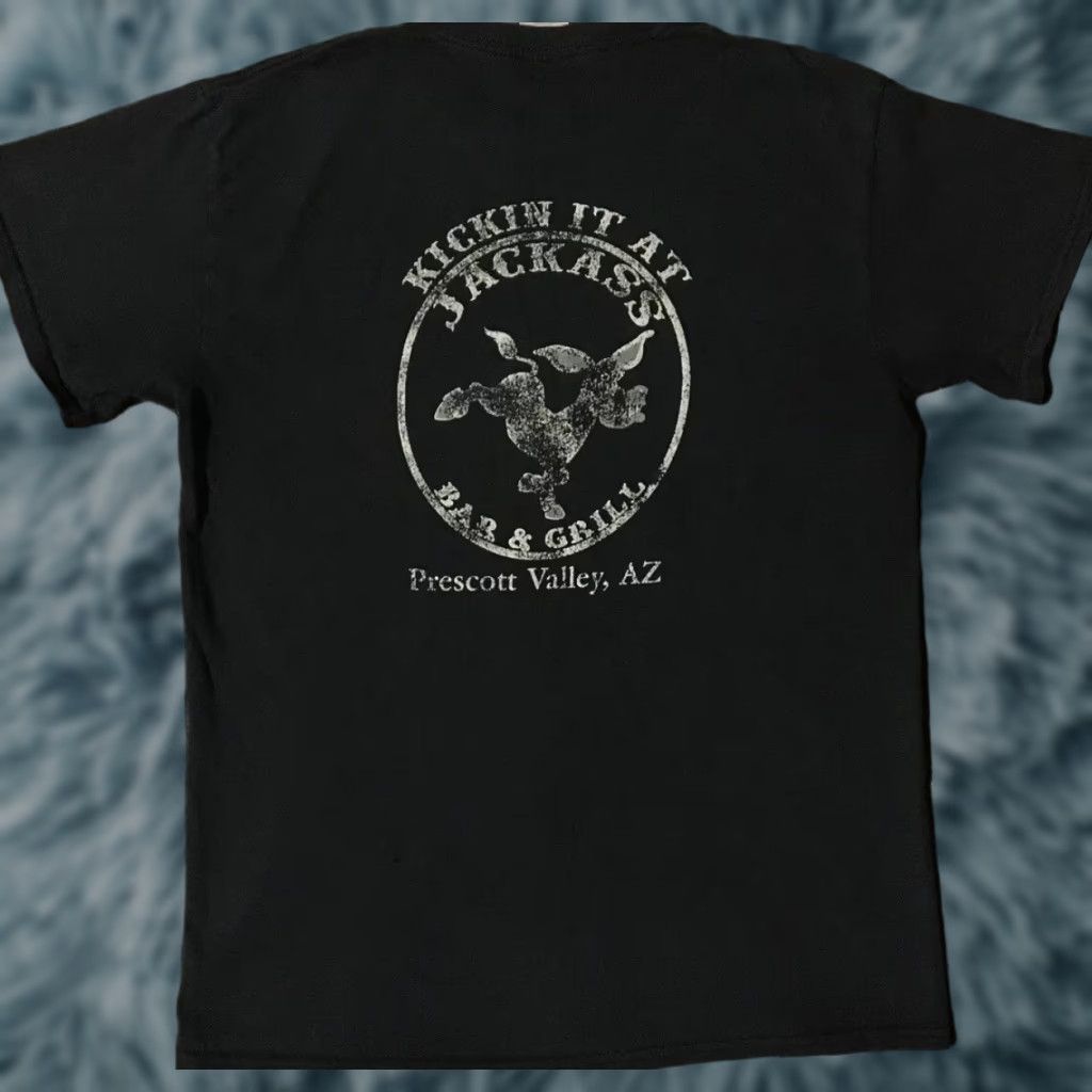 Vintage VINTAGE Jackass Bar Prescott Arizona Faded Distress Shirt S Black T-Shirt Men Short Sleeve Vintage Grunge Humor 80s Bar Joke USA Boys Mens Size US S / EU 44-46 / 1 - 1 Thumbnail