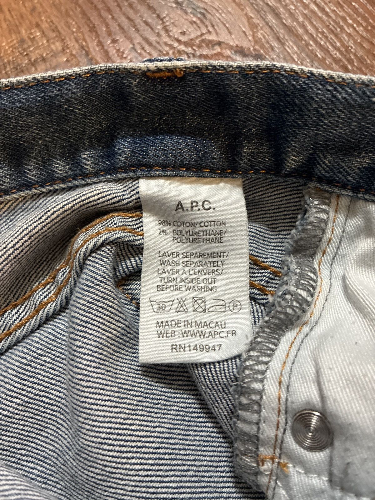 A.P.C. A.P.C Blue Wash Distressed Denim Jeans Size US 31 - 4 Thumbnail