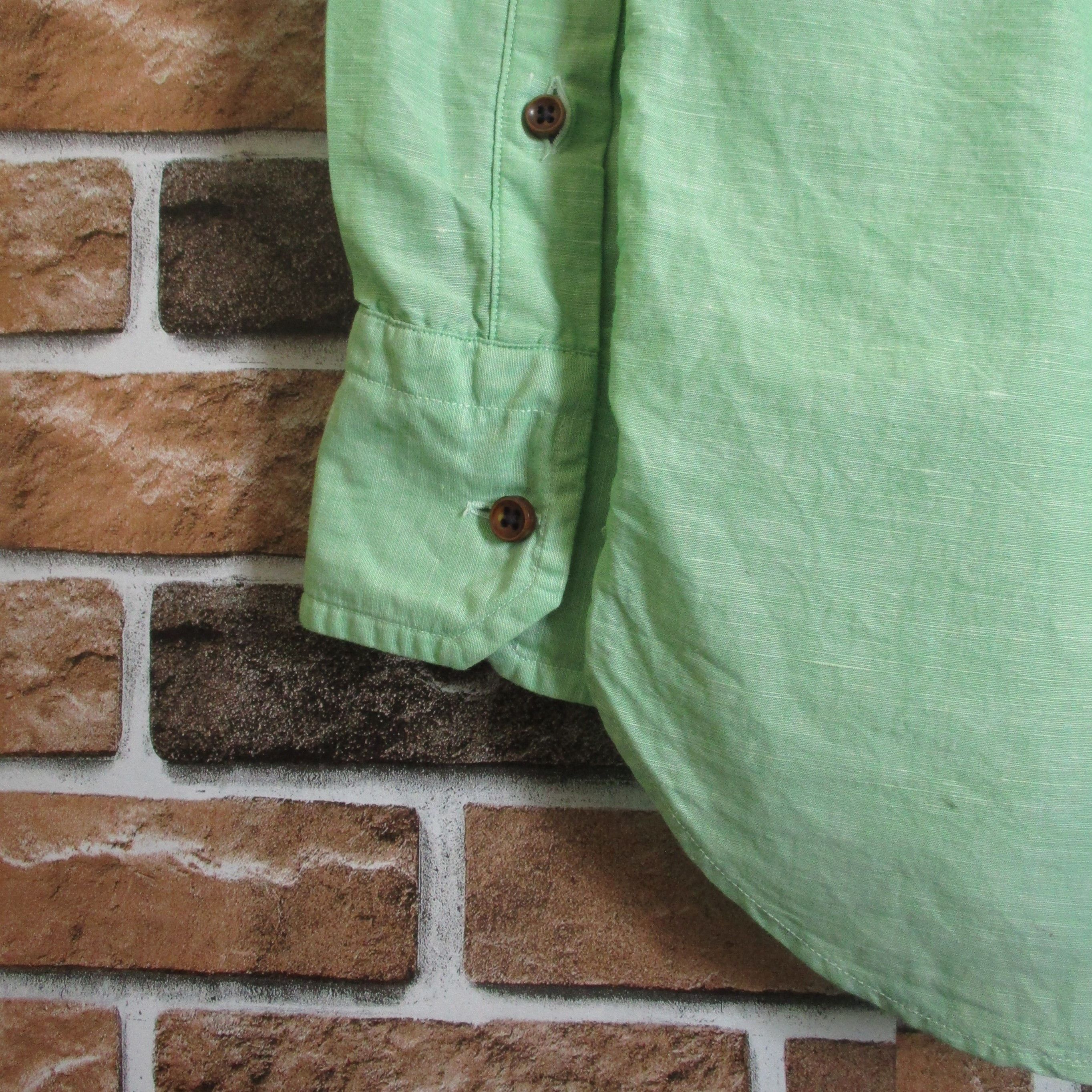 ABAHOUSE Green Color Cotton/Linen Shirt Size US M / EU 48-50 / 2 - 5 Thumbnail