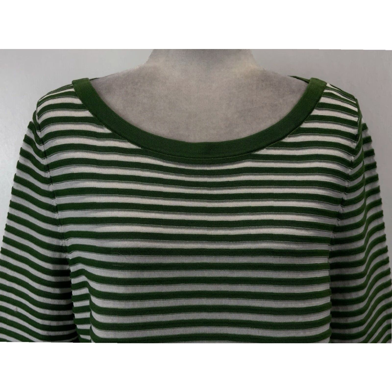 Cos COS Green White Striped Boxy Cotton Sweater Women's Large Pullover Size L / US 10 / IT 46 - 5 Thumbnail