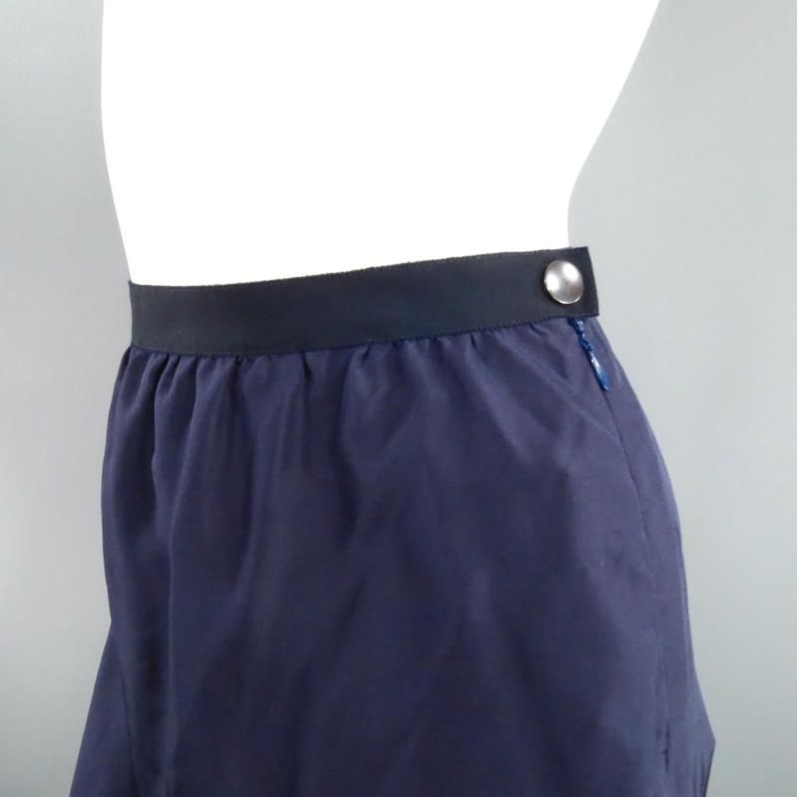 Lanvin SS/S 2008 Size US 6 Navy Silk Ribbon Waist Raw Hemmed Skirt Size 28" / US 6 / IT 42 - 4 Thumbnail