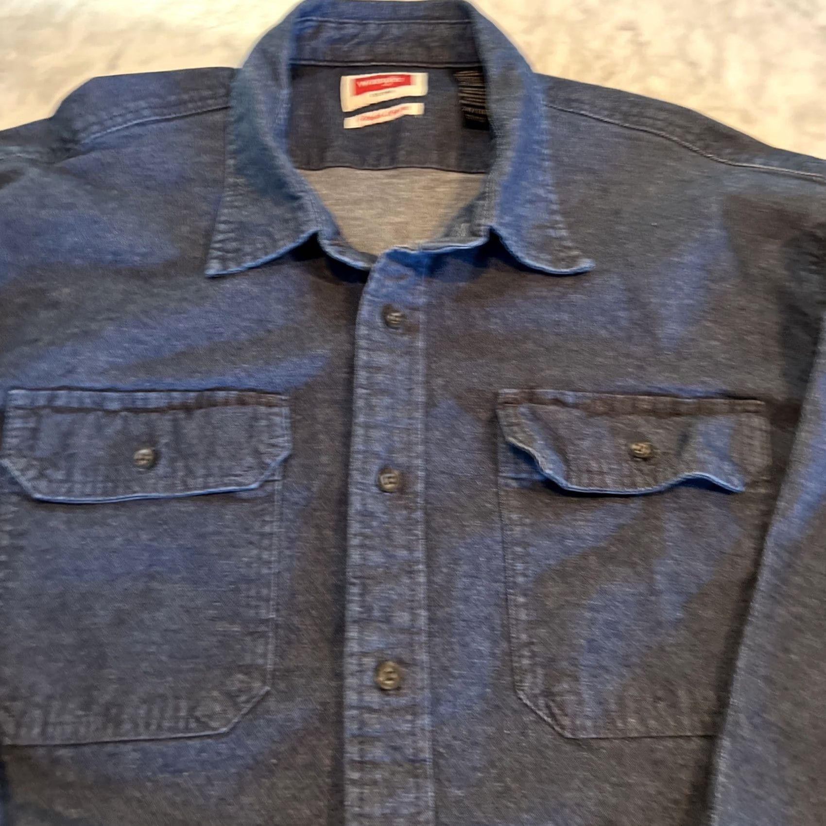 Wrangler Wrangler Shirt Mens 2XL Button-Up Denim Long Sleeve Blue Western Comfort Flex For Comfort Size US XXL / EU 58 / 5 - 3 Thumbnail