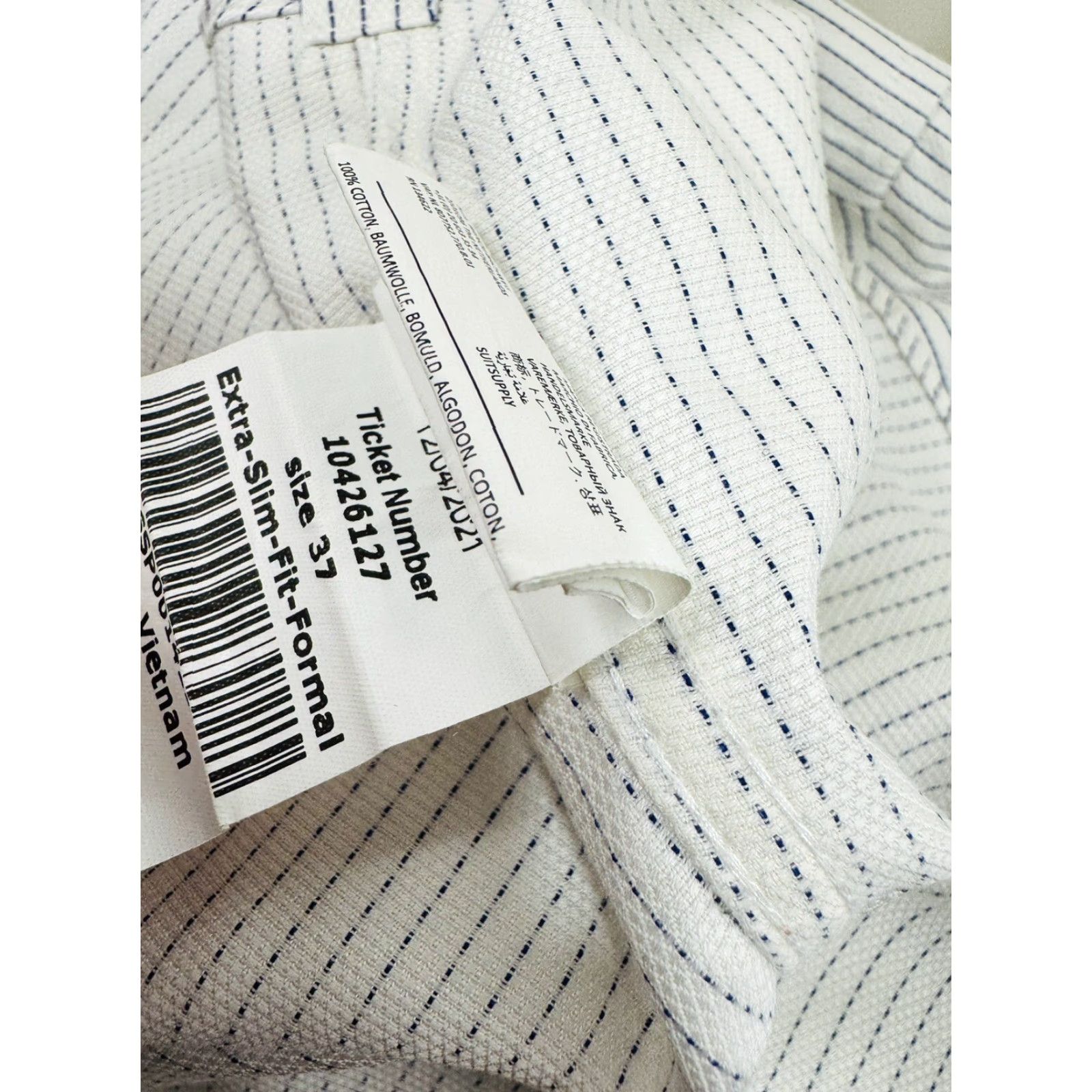 Suitsupply Suitsupply SUIT / TRAVELLER - Striped Mens 38 / 15 - EXTRA SLIM FIT Formal Shirt Shirt Mens 38 Ivory / Blue 90s? Size 38R - 6 Thumbnail