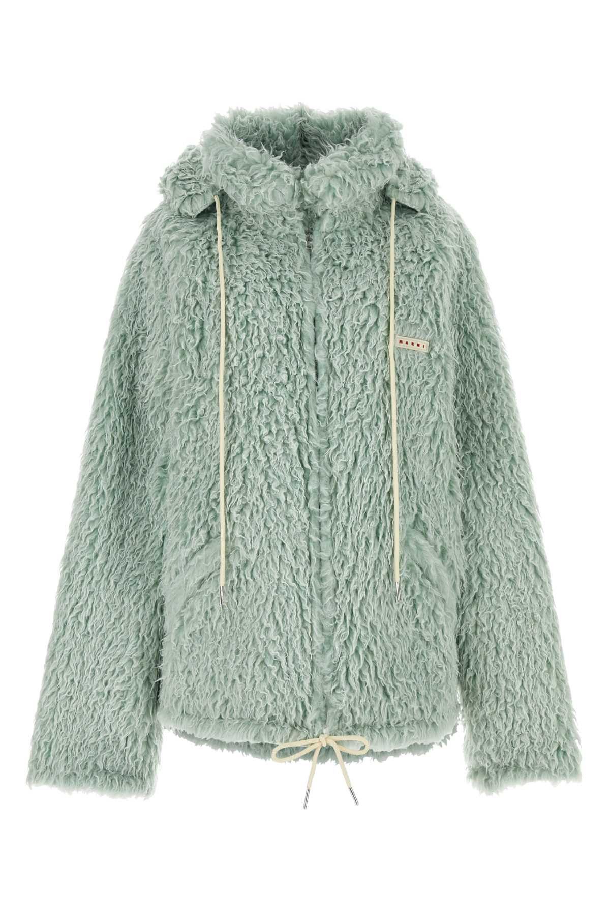 Marni Sea Green Eco Fur Coat Size US L / EU 52-54 / 3 - 1 Thumbnail