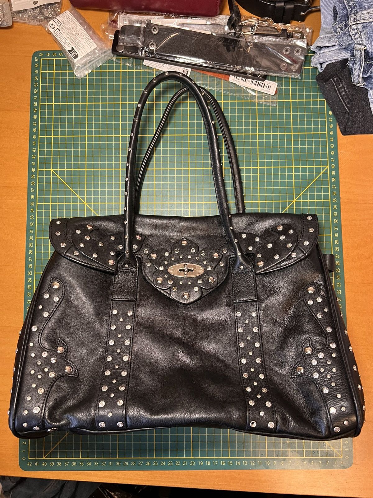 Vintage Vintage CNKW studded rhinestone leather “Birkin” handbag Size ONE SIZE - 2 Thumbnail