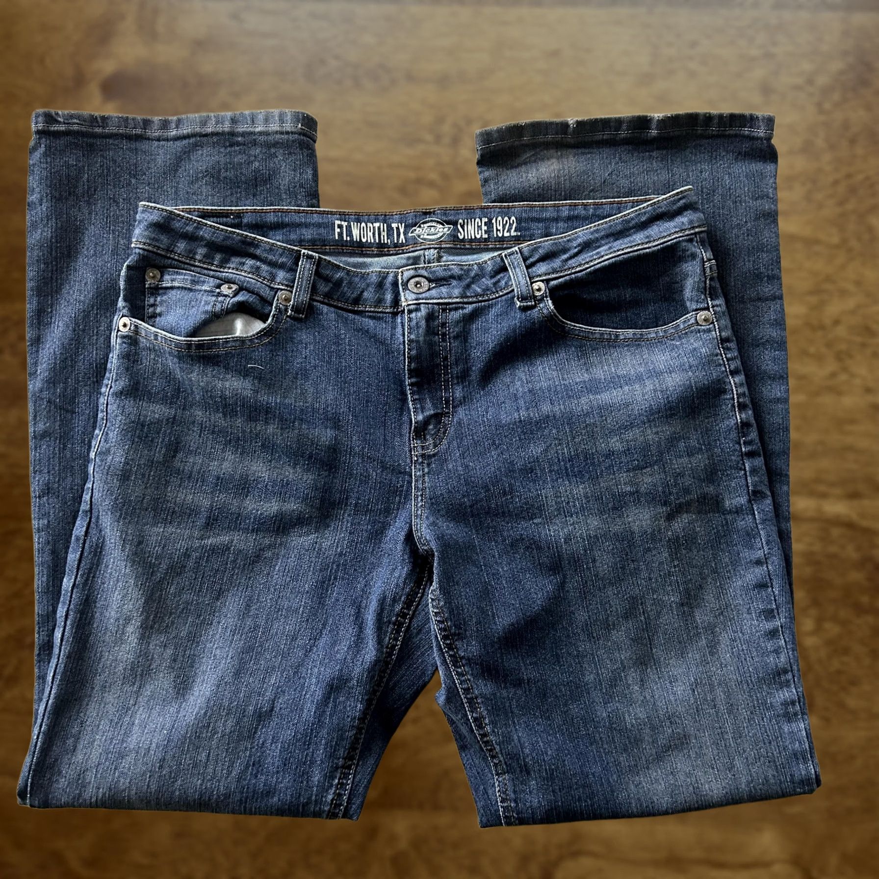Dickies Dickies Jeans Womens 12 Reg Medium Wash Blue Denim Relaxed Straight Stretch Size 26" / US 2 / IT 38 - 1 Thumbnail