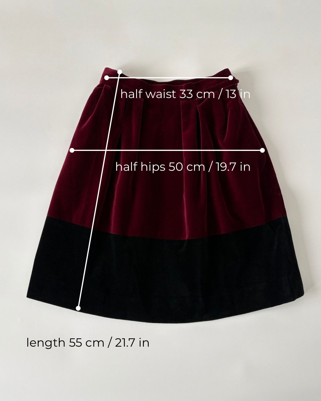 Yves Saint Laurent YSL Rive Gauche F/W 1994 Two-Toned Velvet Skirt Burgundy S Size 27" / US 4 / IT 40 - 15 Thumbnail
