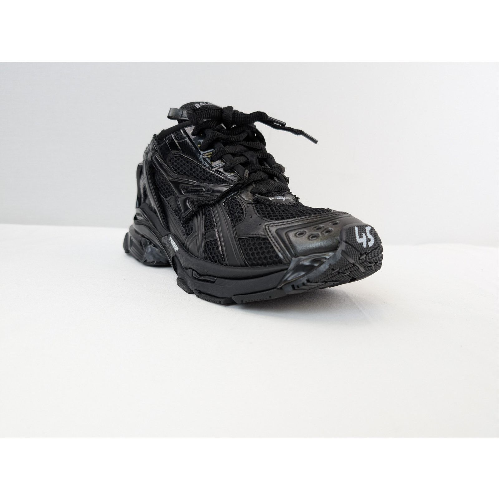 Balenciaga o1rshd1 Monocolor Mesh Rubber Runner Sneakers in Black Size US 12 / EU 45 - 2 Thumbnail