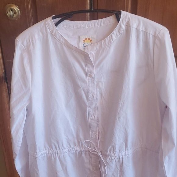 Designer C&C California White Cinched Long Sleeve Sz L Dress or Tunic Size L / US 10 / IT 46 - 3 Thumbnail