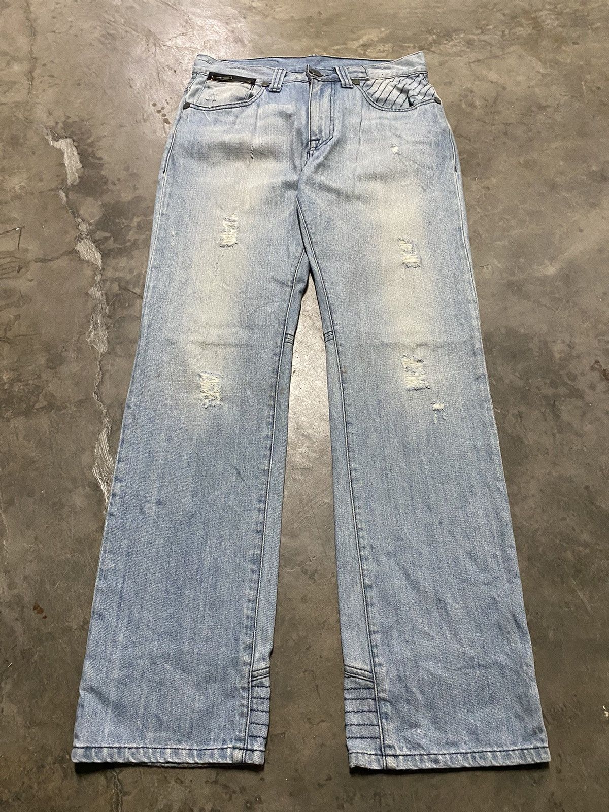 Jean Vintage Pratts Jeans Distressed Wash Blue @act232 Size US 31 - 8 Thumbnail