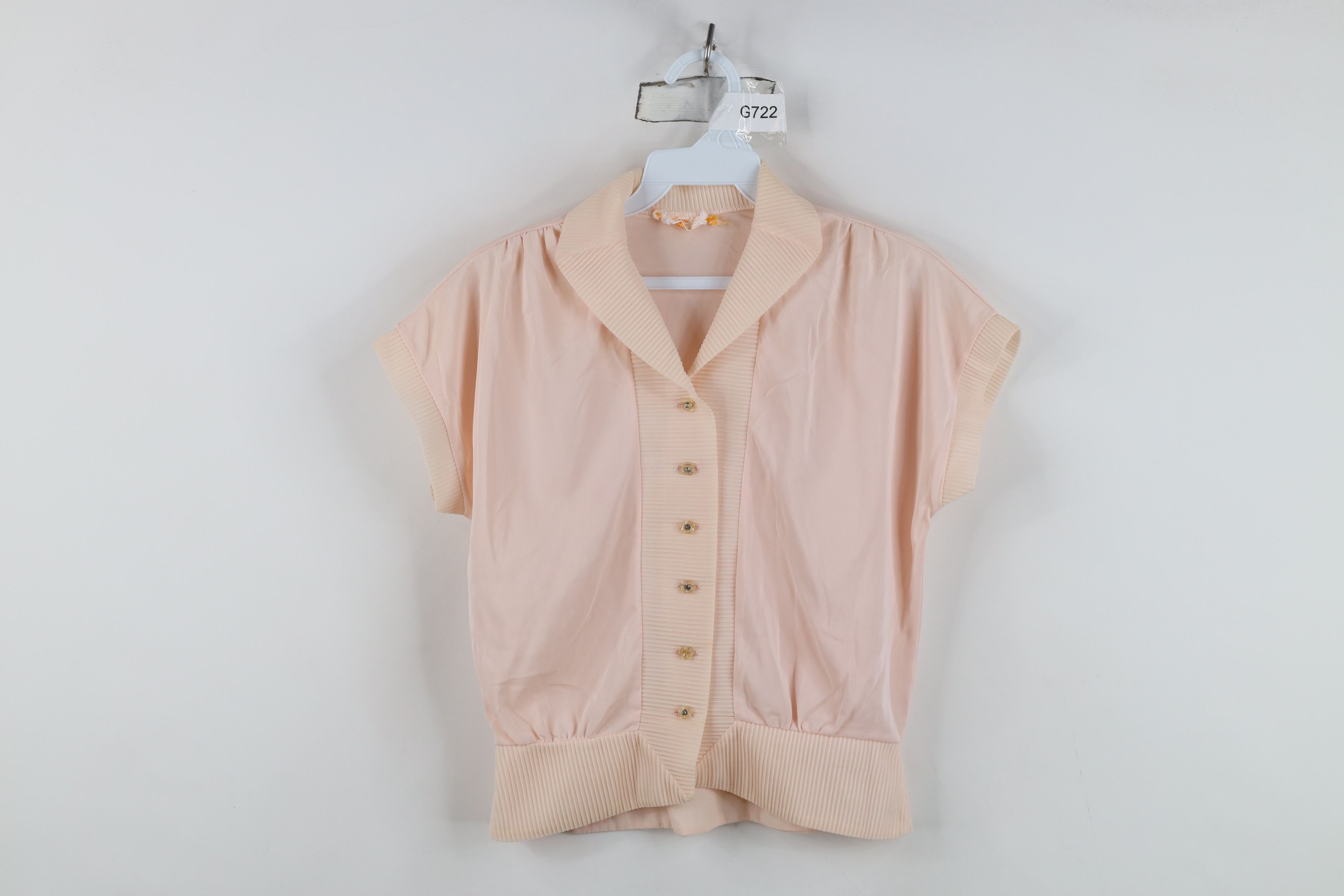 Vintage Vintage 50s Rockabilly Regency Ribbed Button Shirt Pink USA Size M / US 6-8 / IT 42-44 - 1 Thumbnail