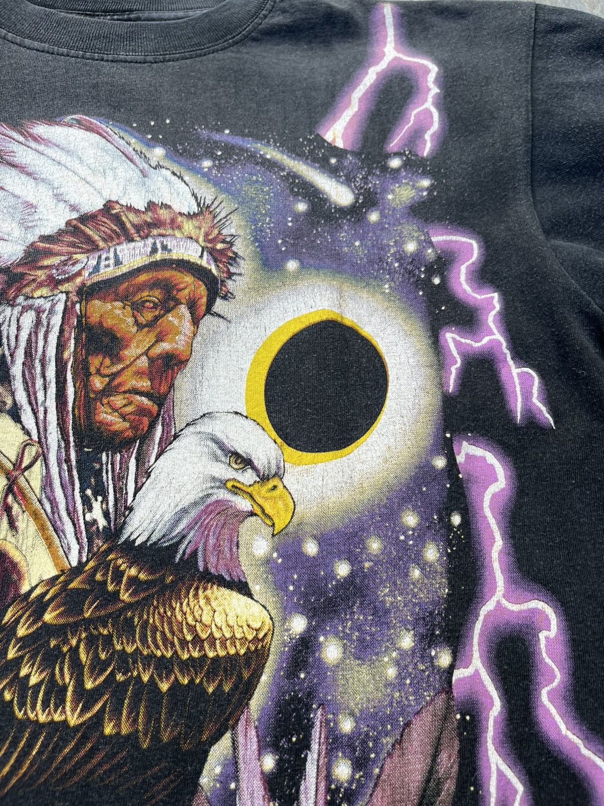 Vintage Vintage USA American Thunder Indian eagle single stitch tee Size US L / EU 52-54 / 3 - 9 Thumbnail