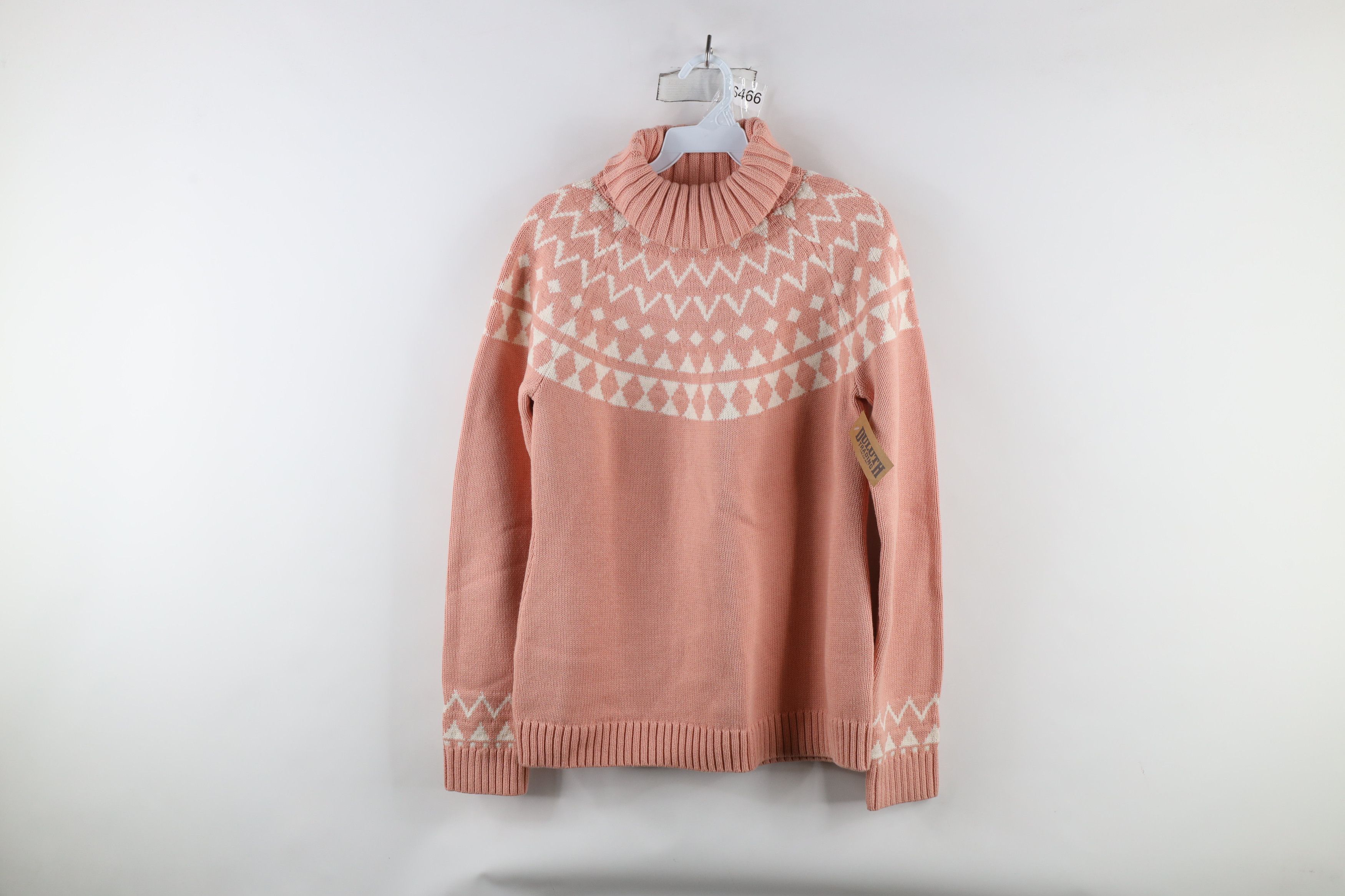 New Duluth Trading Co Fair Isle Turtleneck Sweater Pink
