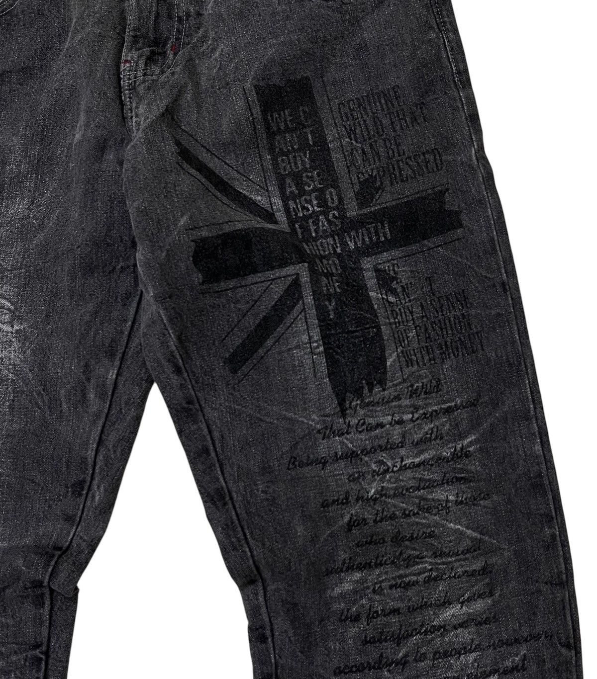 Japanese Brand Black washed❗️Wild life nice design poem pants Size US 30 / EU 46 - 4 Thumbnail