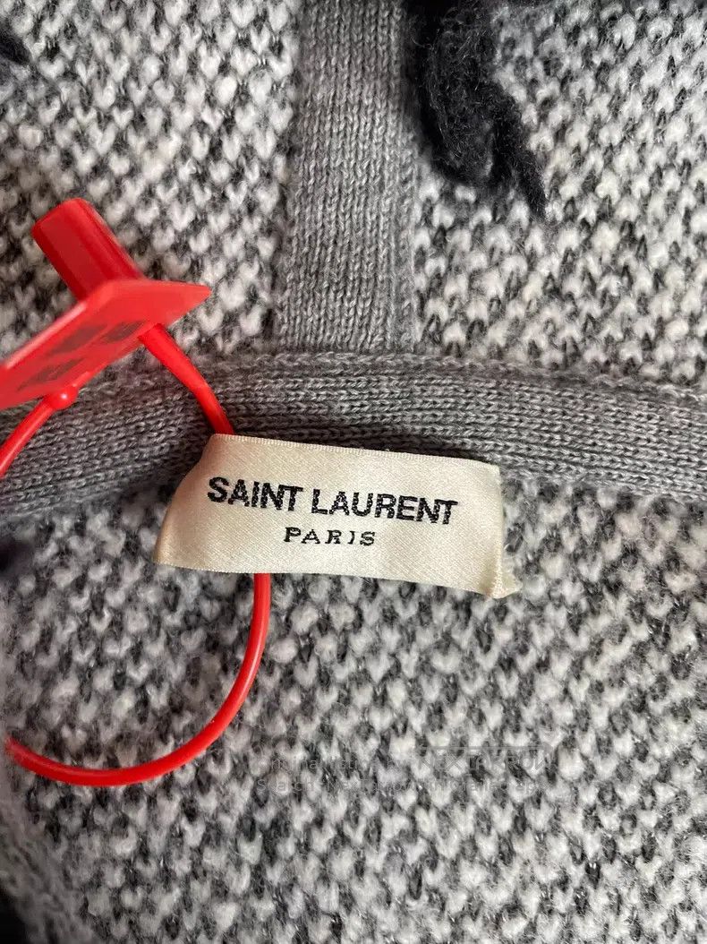 Saint Laurent Paris Saint Laurent Paris Beige Gray Linen and Wool Hooded Cardi Size US M / EU 48-50 / 2 - 4 Thumbnail