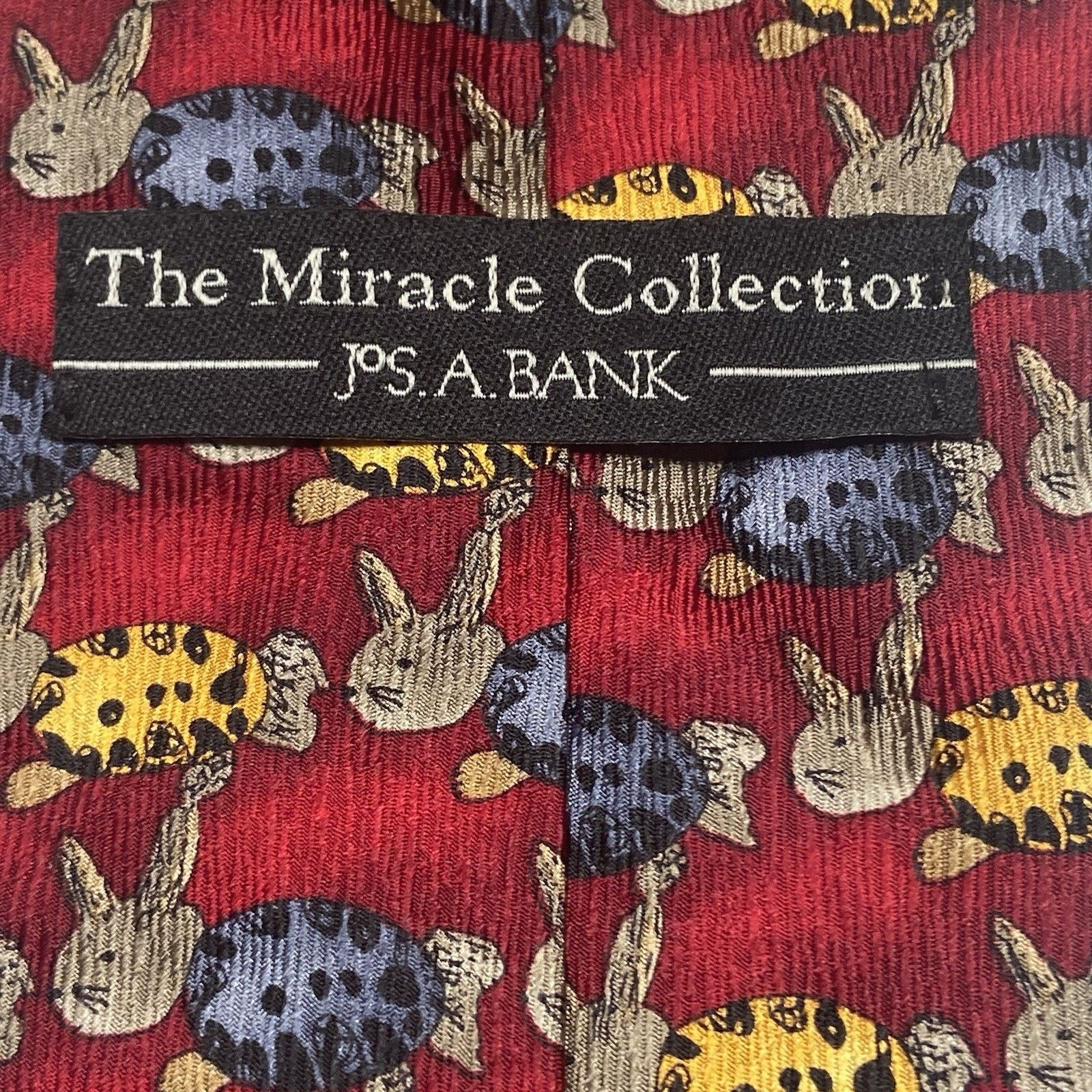 Jos. A. Bank Jos A Bank Silk Tie Miracle Collection Rabbits on Red Size ONE SIZE - 3 Thumbnail