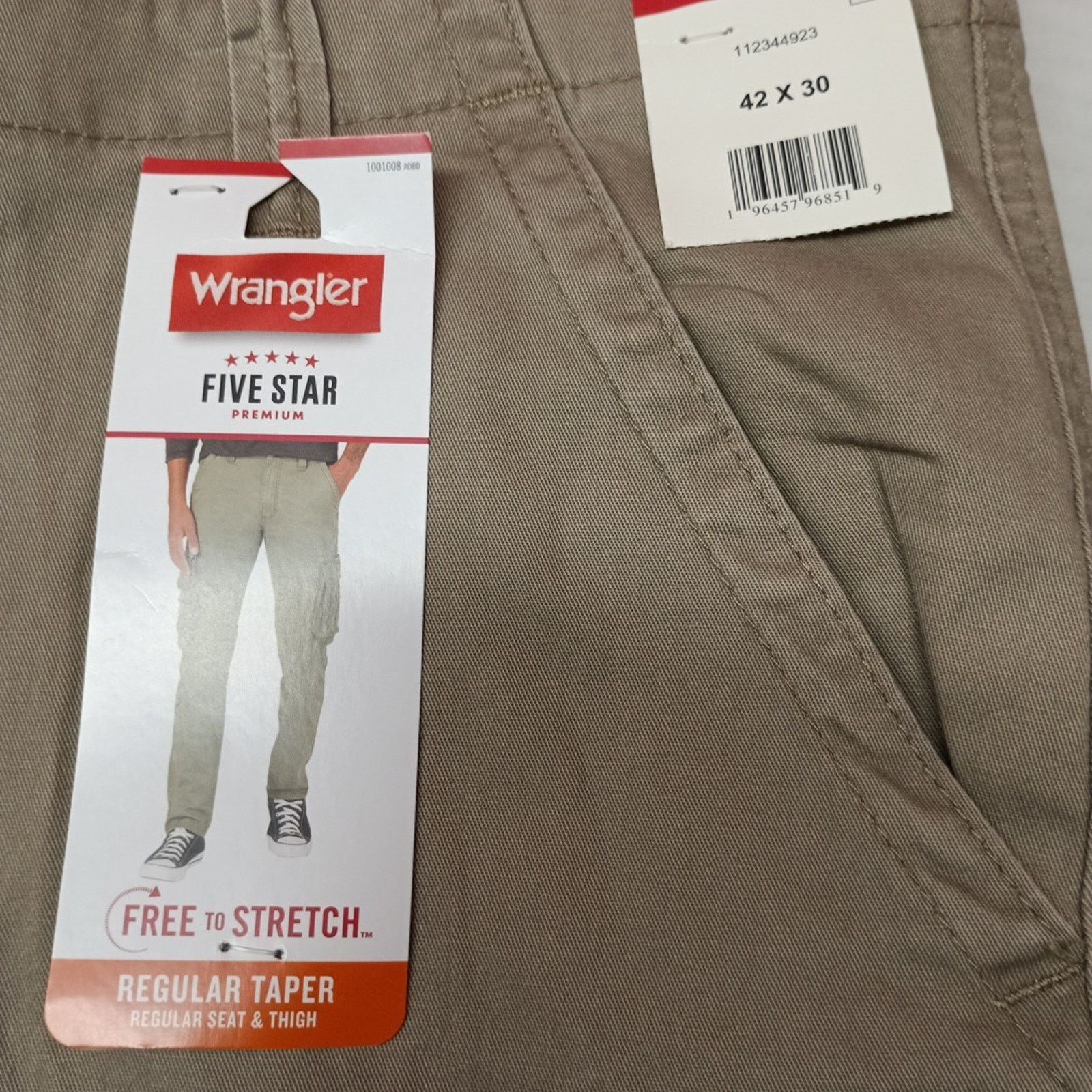 Wrangler Wrangler Regular Fit Cargo Pants Men’s Size 42x30 Beige Size US 42 / EU 58 - 2 Thumbnail