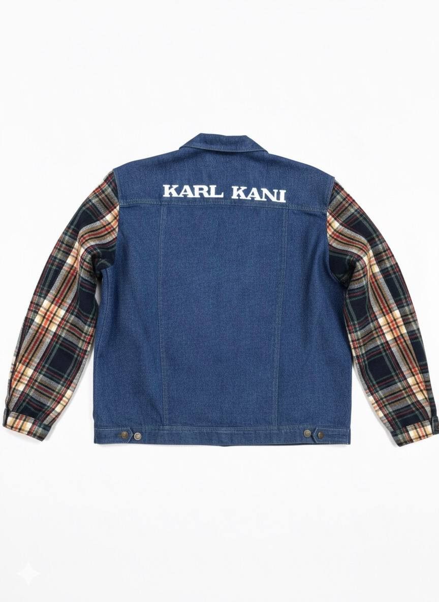 Karl Kani Men's 90s Flannel Denim Track Jacket