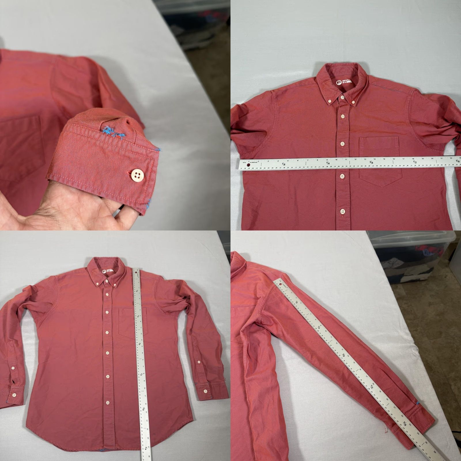 Outlier Outlier Shirt Mens M Red Chambray Long Sleeve Button-Up Slim Casual Shirt Size US M / EU 48-50 / 2 - 8 Thumbnail