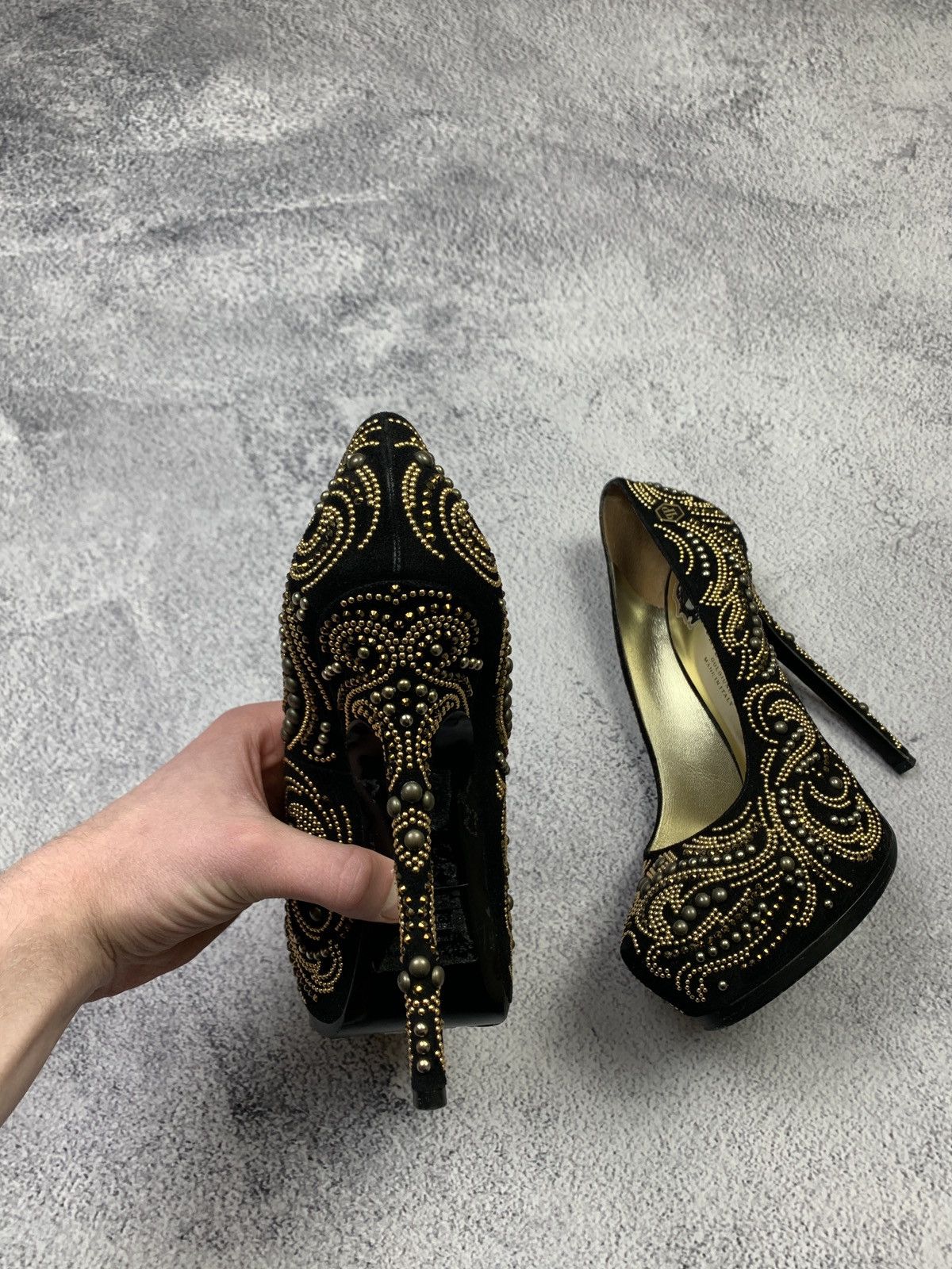 Philipp Plein Philipp Plein Womens Black Suede Platform Pumps Heels EU39 Size US 9 / IT 39 - 6 Thumbnail
