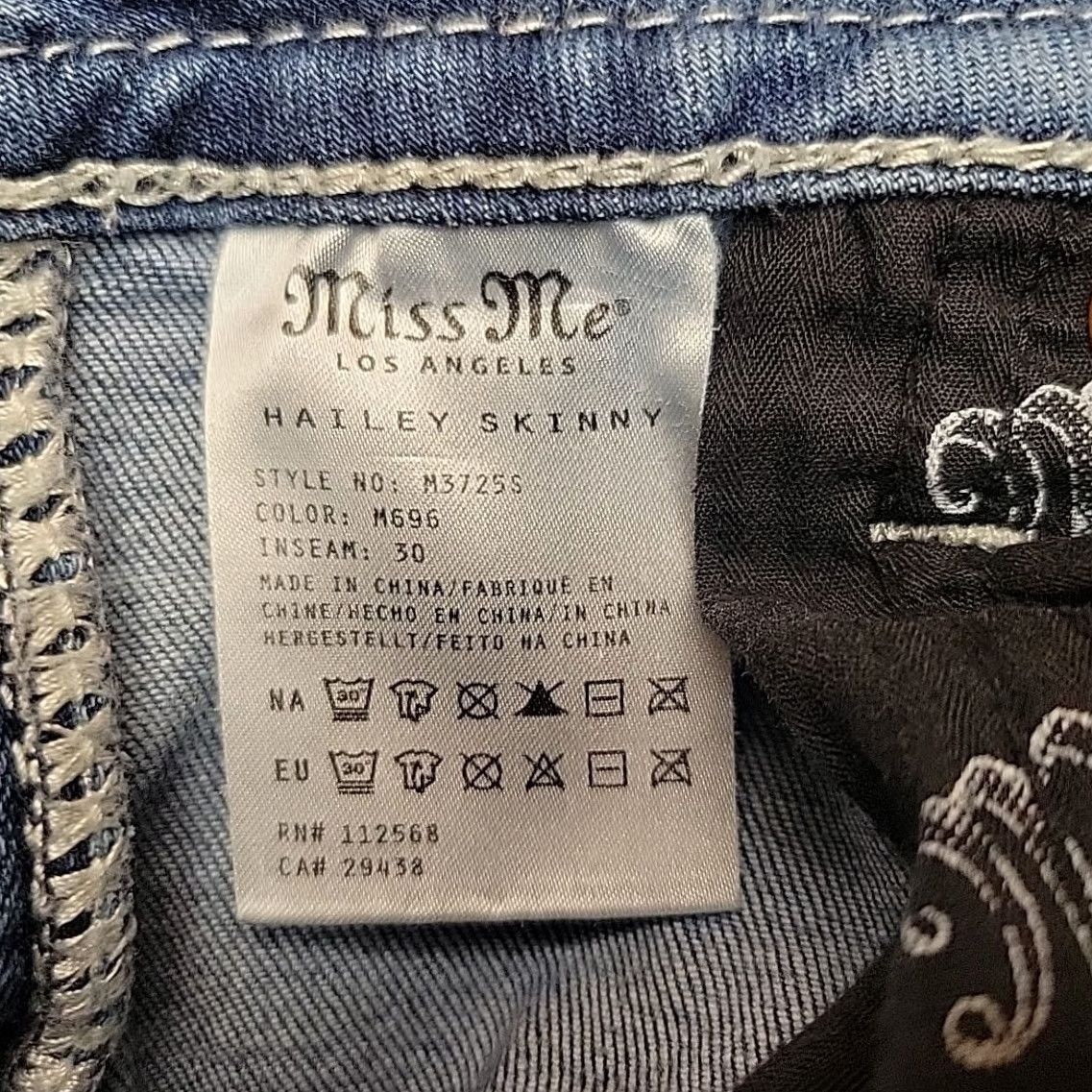 Miss Me MissMe Jeans Women 29 Faded Blue Denim Hailey Skinny Thick Stitch Cowboy M3725S Size 29" - 5 Thumbnail