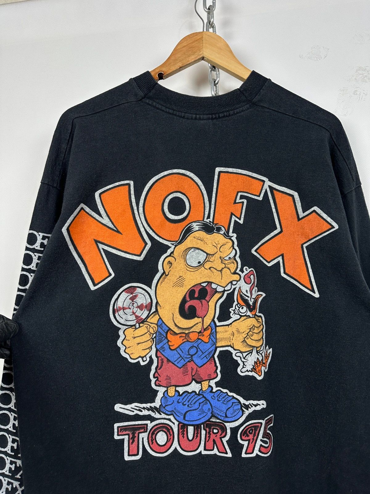 Band Tees 1995 Vintage NOFX Tour Punk Rock Long Sleeve T-Shirt Size US XL / EU 56 / 4 - 11 Thumbnail