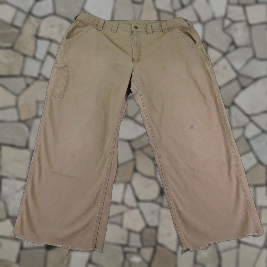 Carhartt Carhartt Pants Mens 44x32 Khaki Original Dungaree Fit Work Utility B151 DKH Pants Mens Regular 44 Khaki Carhartt Workwear Carpenter Mens Size US 41 - 1 Thumbnail