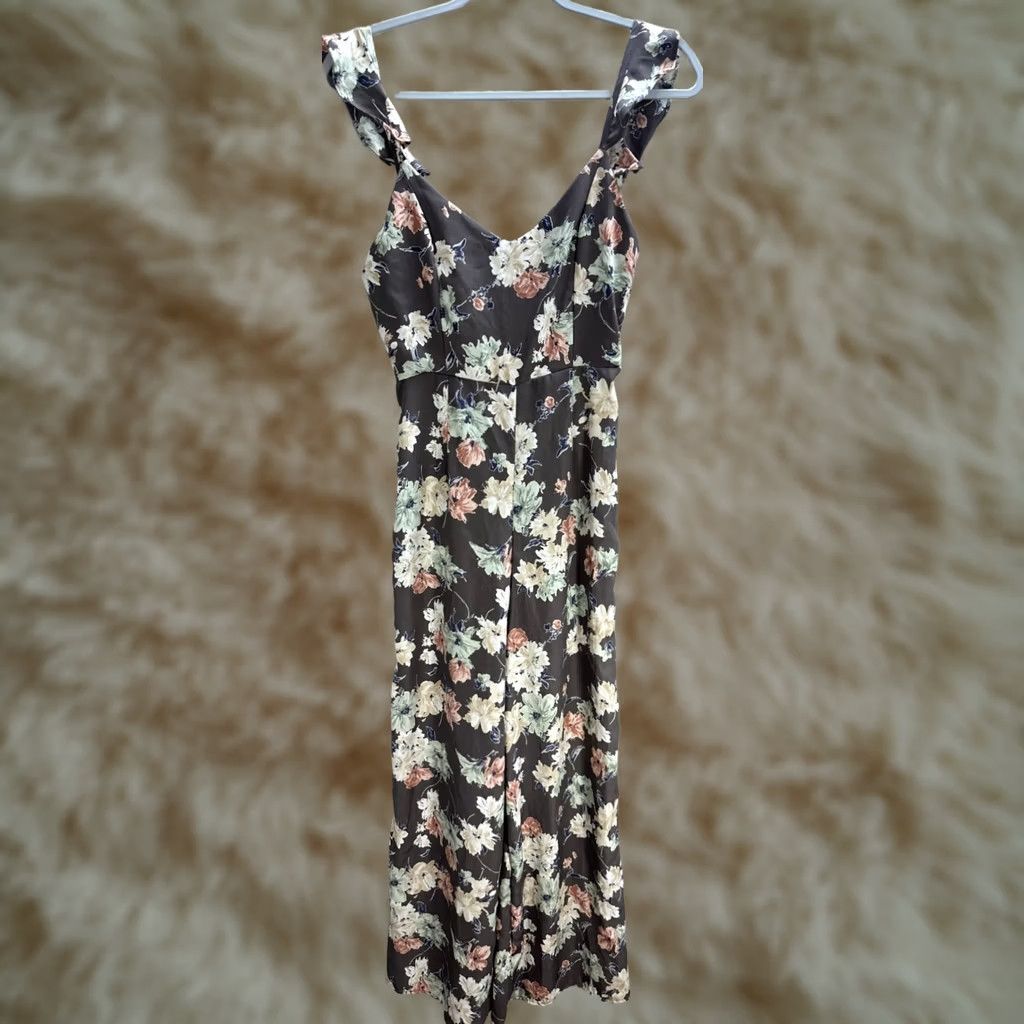 Vintage Leith Women's Romper Overalls Floral Sleeveless Tie Back XXS Brown Size 24" / US 00 / IT 34 - 1 Thumbnail