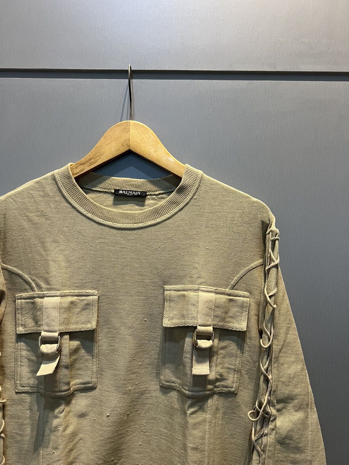 Balmain × Designer Balmain Lace Up Harness Pocket Sweatshirt Size US S / EU 44-46 / 1 - 2 Thumbnail