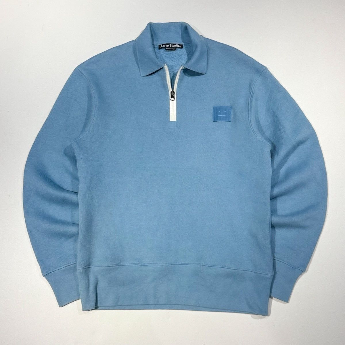 Acne Studios Acne Studios Mineral Blue Face Logo Half-Zip Sweater Size US S / EU 44-46 / 1 - 2 Thumbnail