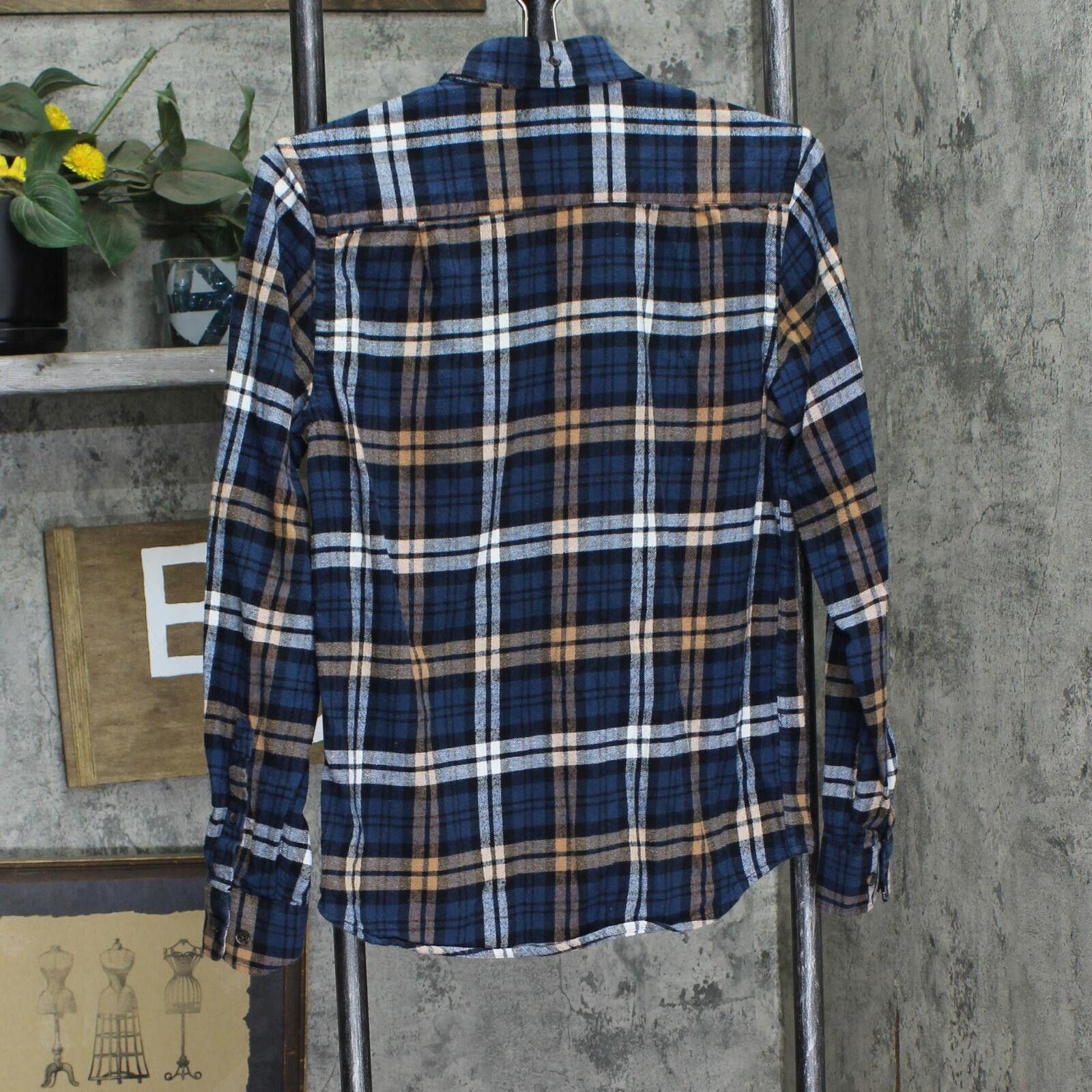 Primark Primark Cotton Button Up Flannel Shirt Blue Orange Plaid XS Size US XS / EU 42 / 0 - 2 Thumbnail