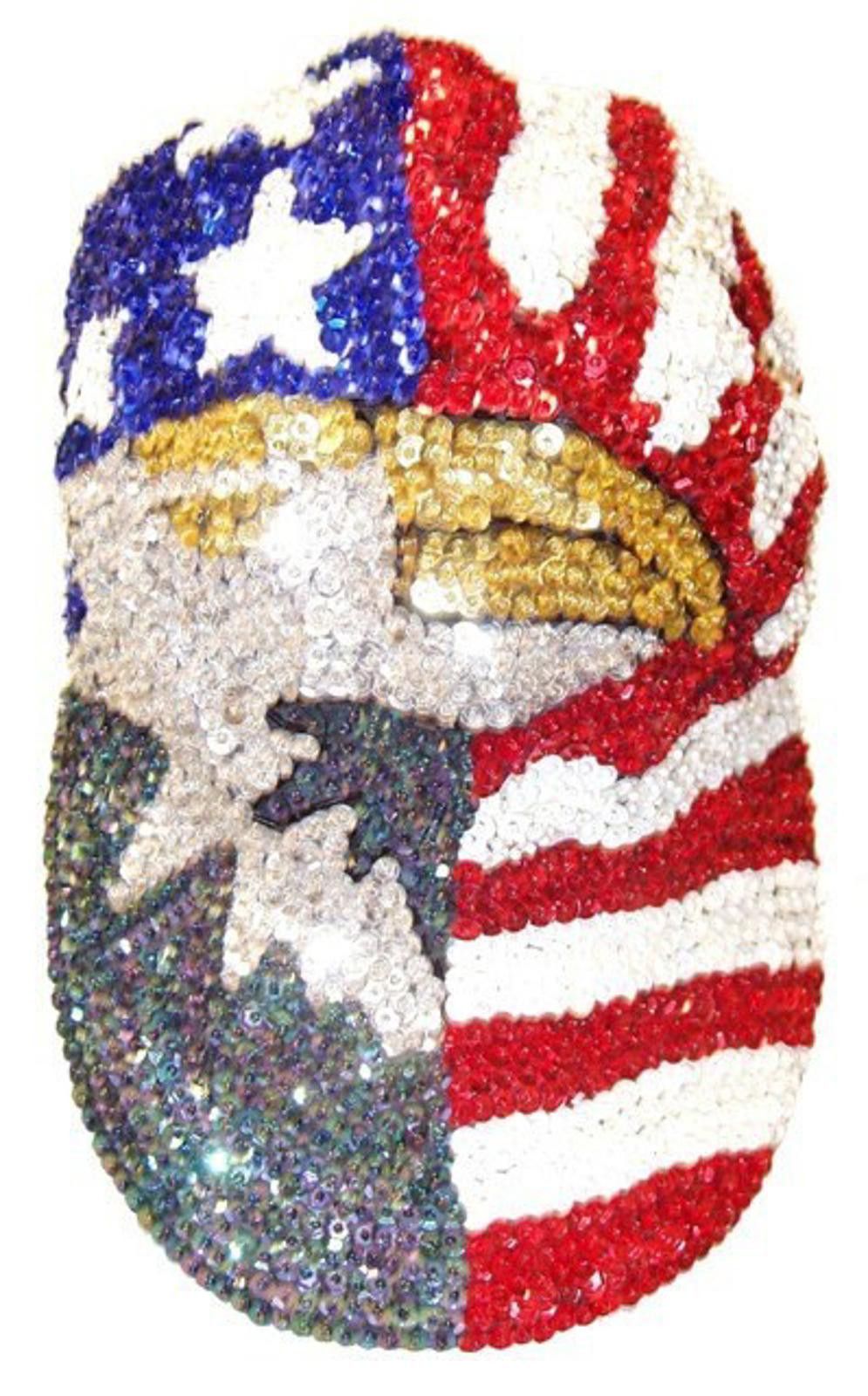 Designer Sequin Baseball Cap USA w/EAGLE for KIDS Size ONE SIZE - 1 Preview