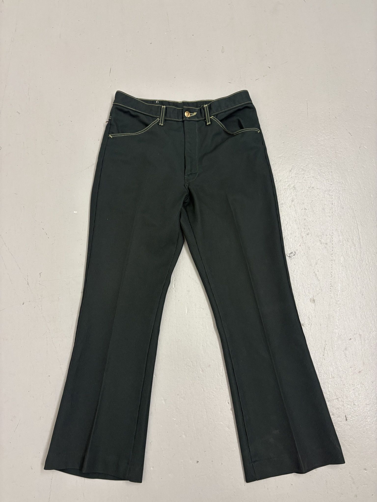 Farah × Vintage Vintage 90's Farah Texture Lined Green Polyester Denim Size 30x30 Size US 30 / EU 46 - 1 Thumbnail