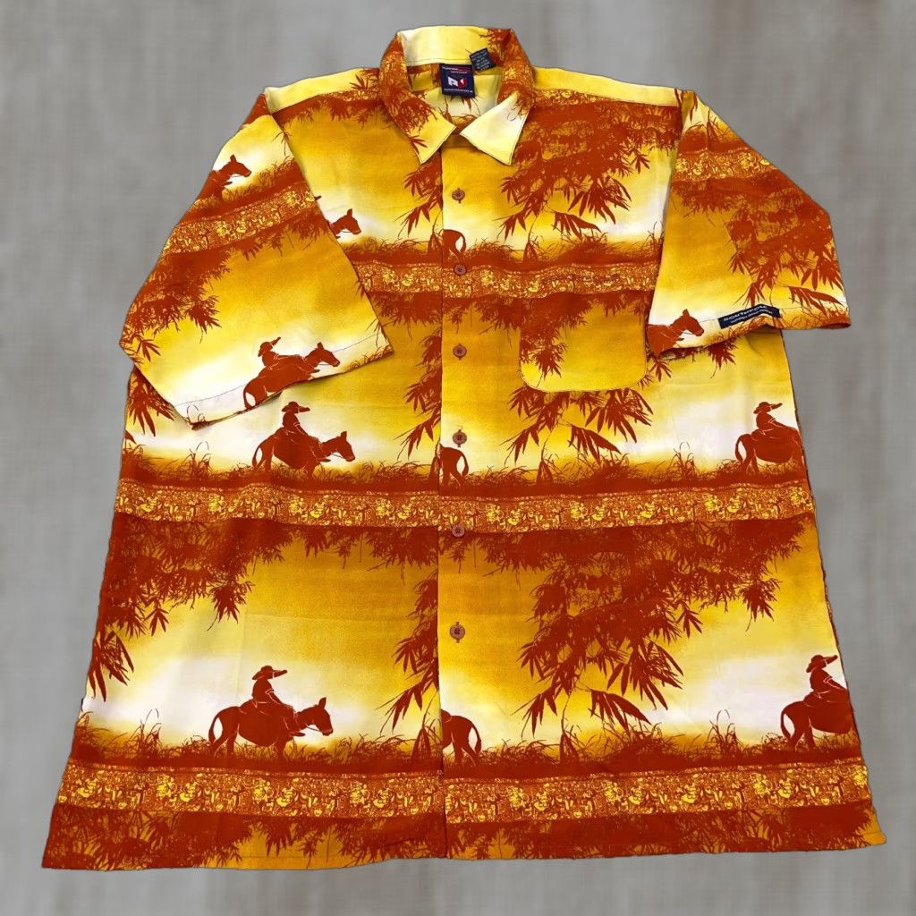 Southpole VINTAGE South Pole Shirt Men 2XL Orange Button Up All Over AOP Geometric 90s Classic Size US XXL / EU 58 / 5 - 1 Thumbnail