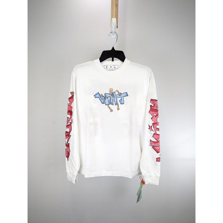 Off-White o1rshd1 Graff Pup Skate Long Sleeve T-Shirt in White Size US M / EU 48-50 / 2 - 1 Thumbnail