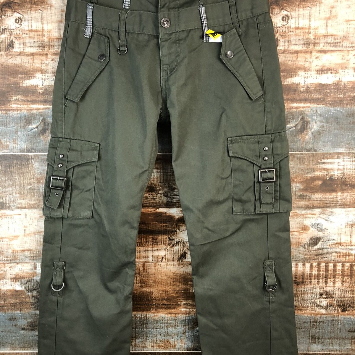 Japanese Brand DL Double Focus Green utility Cargo Multipocket Pants #A2544 Size US 29 - 5 Thumbnail