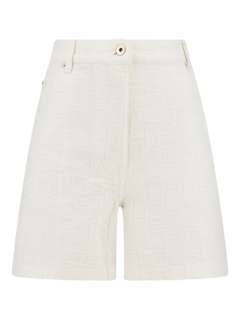Salvatore Ferragamo o1s1rm0426 Monogram Cotton Short in White Size 40" / US 18 - 1 Thumbnail