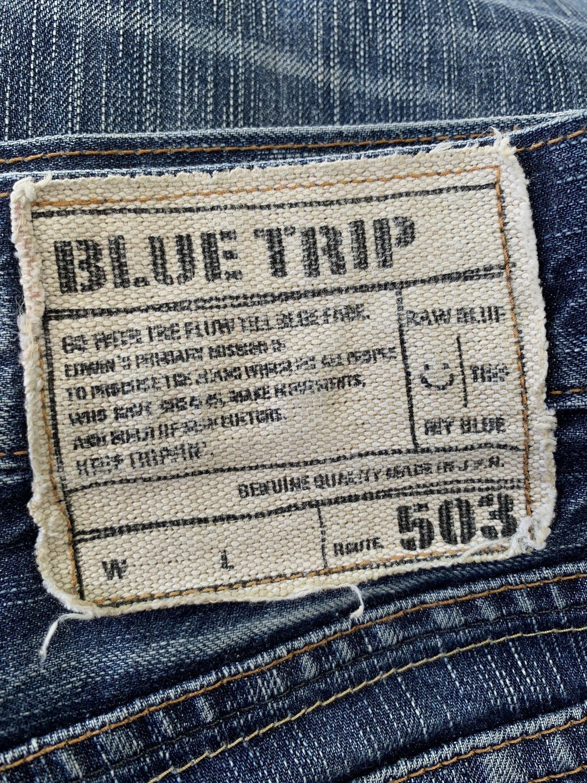 Edwin Vtg Distressed Flare Edwin 503 Blue Trip Japan 🎌 Size US 33 - 7 Thumbnail
