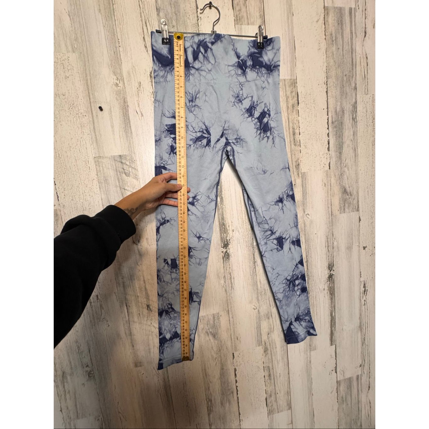 Other Blue Tie-Dye Seamless High Waist Leggings | Ribbed Stretchy Size 32" / US 10 / IT 46 - 9 Thumbnail