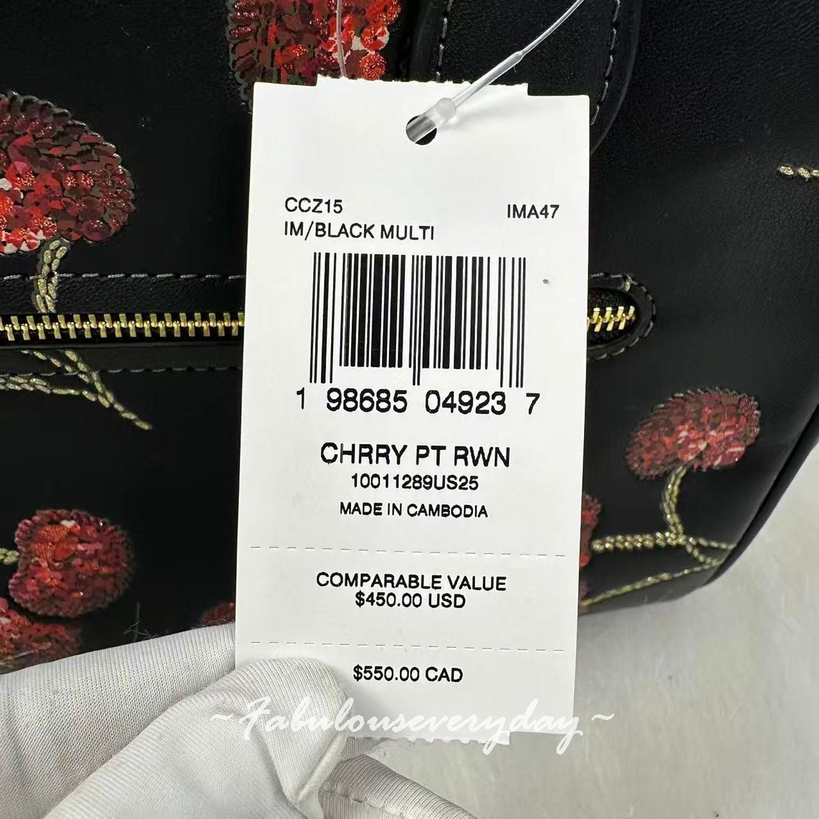 Coach Coach Rowan Satchel Bag xbody Cherry Print Leather Black Size ONE SIZE - 5 Thumbnail