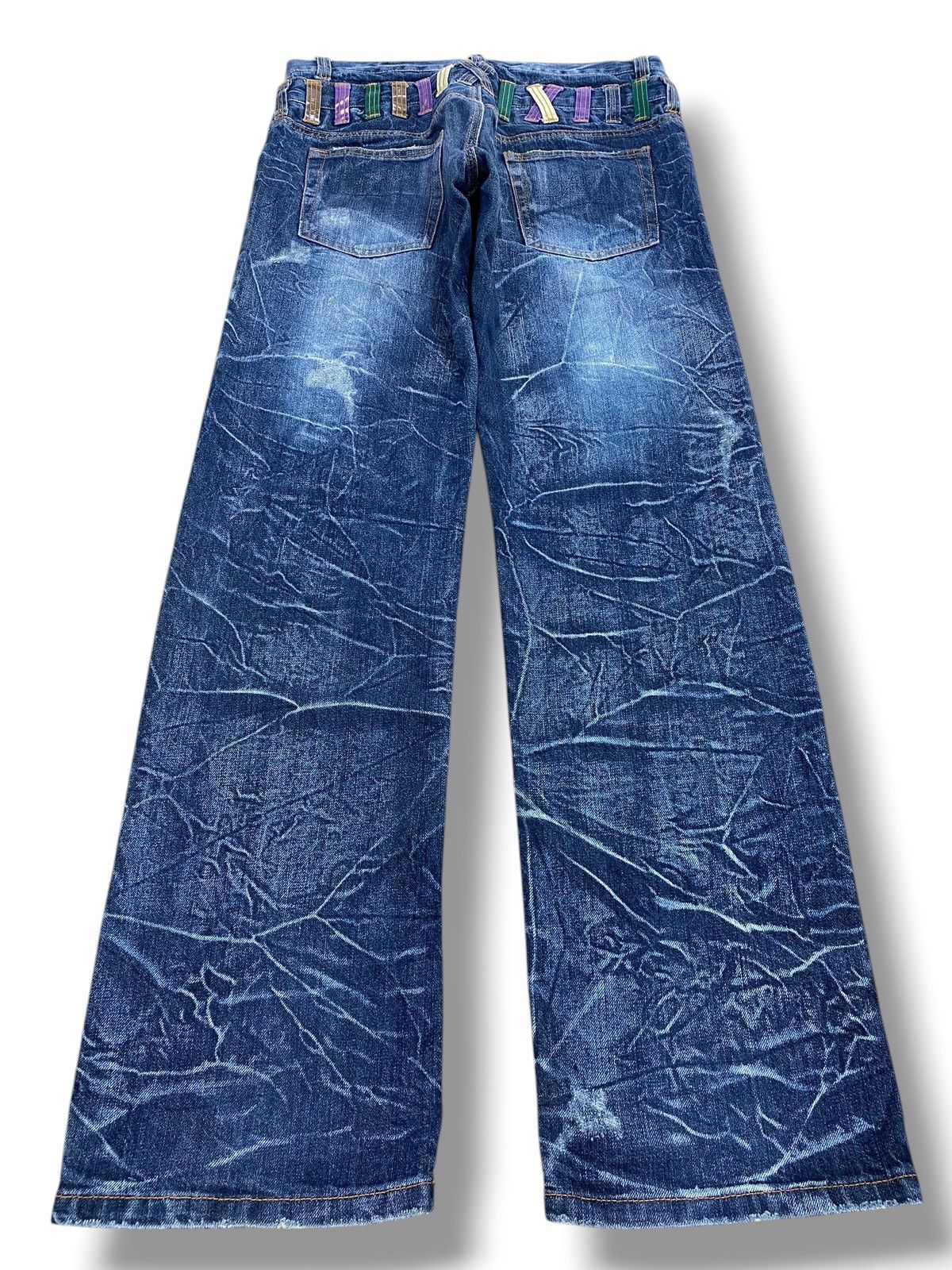 Japanese Brand Nylaus Acid Wash Thunnder Style Straight Cut Jeans Size US 32 / EU 48 - 3 Thumbnail