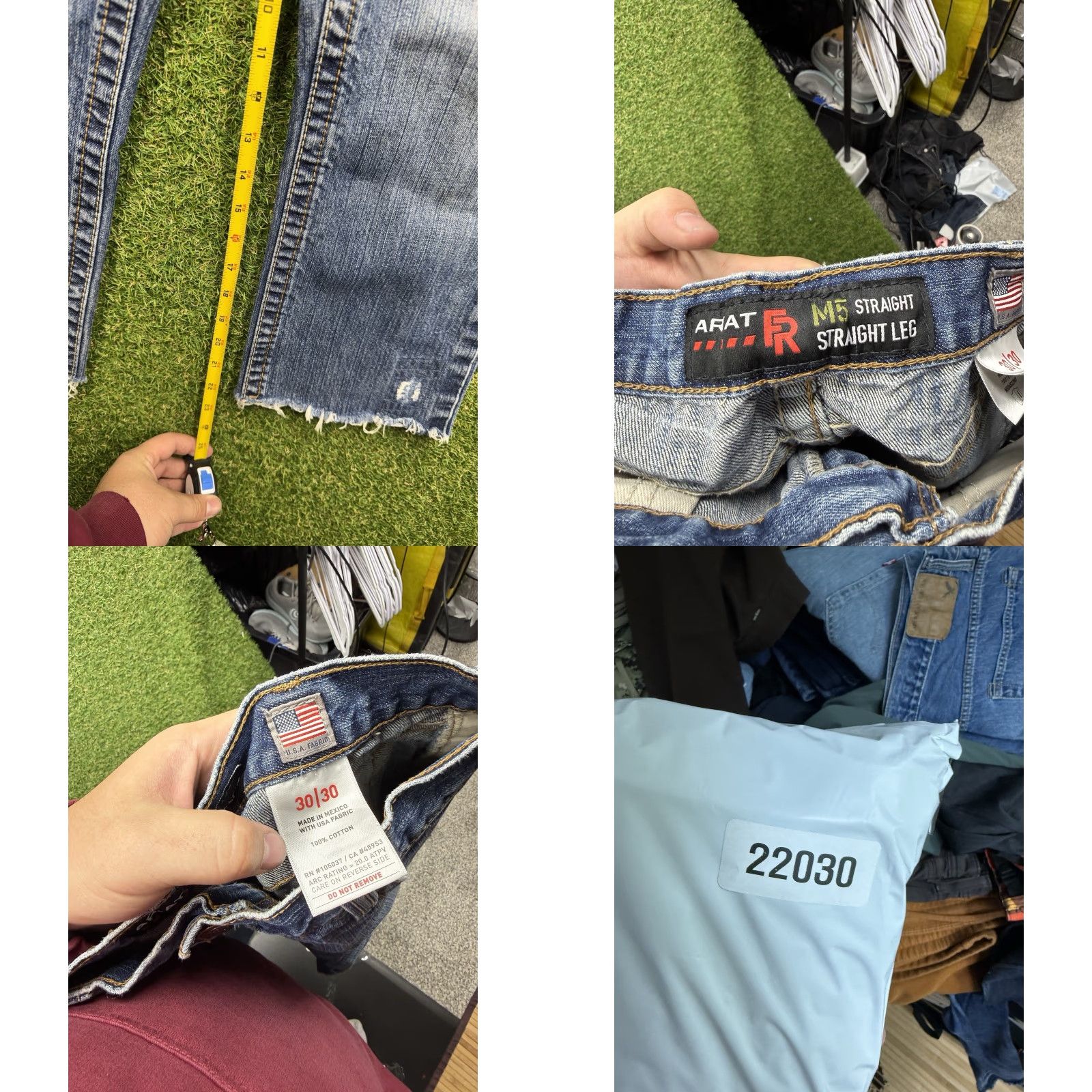 Ariat Ariat Jeans Mens 30 M5 Straight Fit Freyed Hem Medium Wash Denim Workwear 30x23 Vintage No Size 36 Belt? Size US 36 / EU 52 - 8 Thumbnail